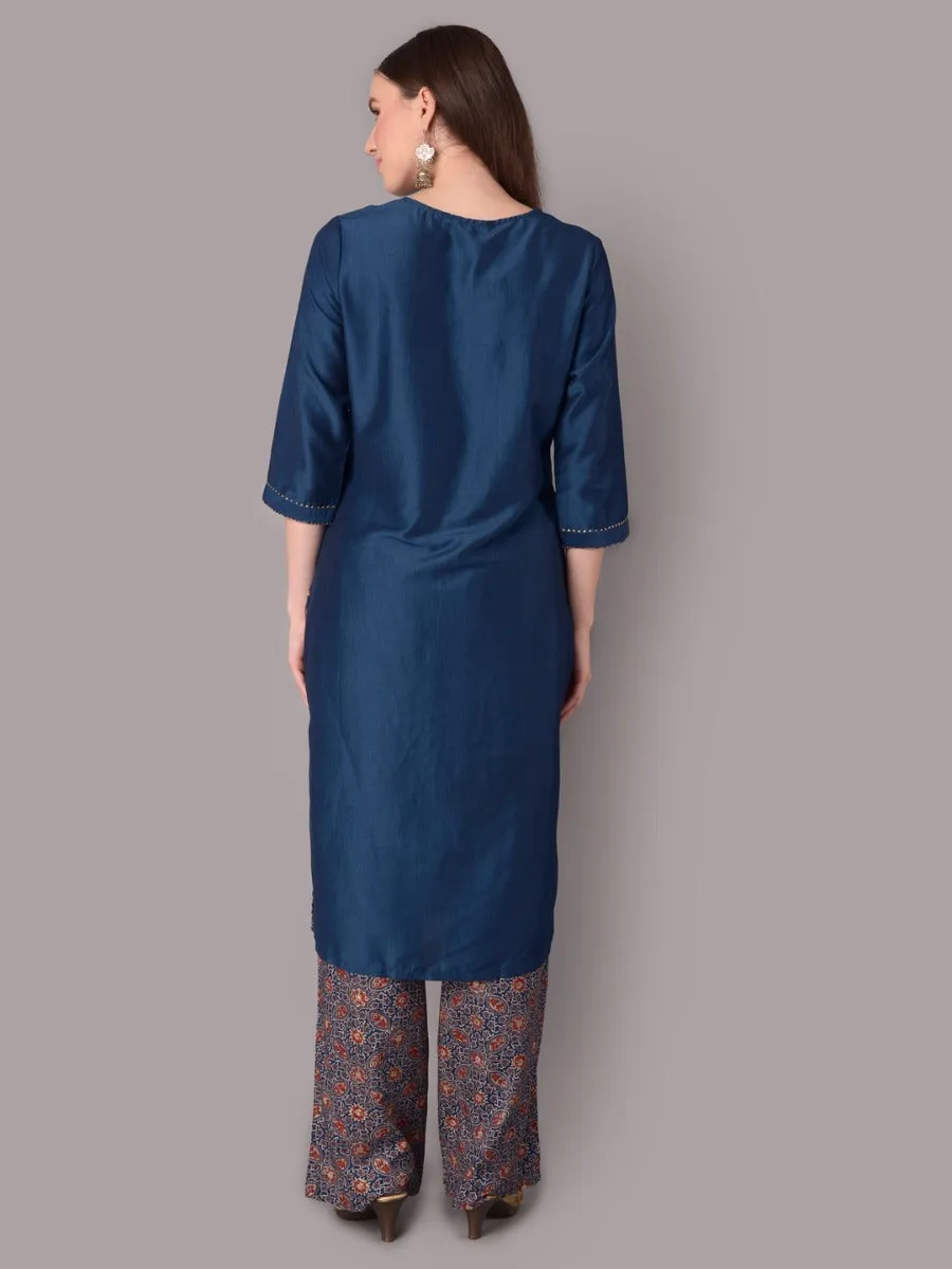 Women Blue Kurta With Trouser