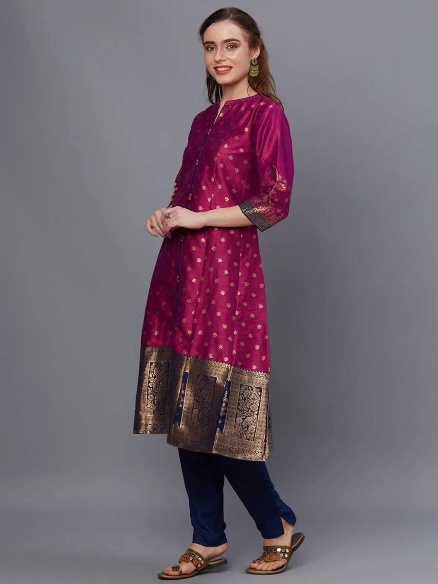 Women Fuchsia Ornamental Print Kurta