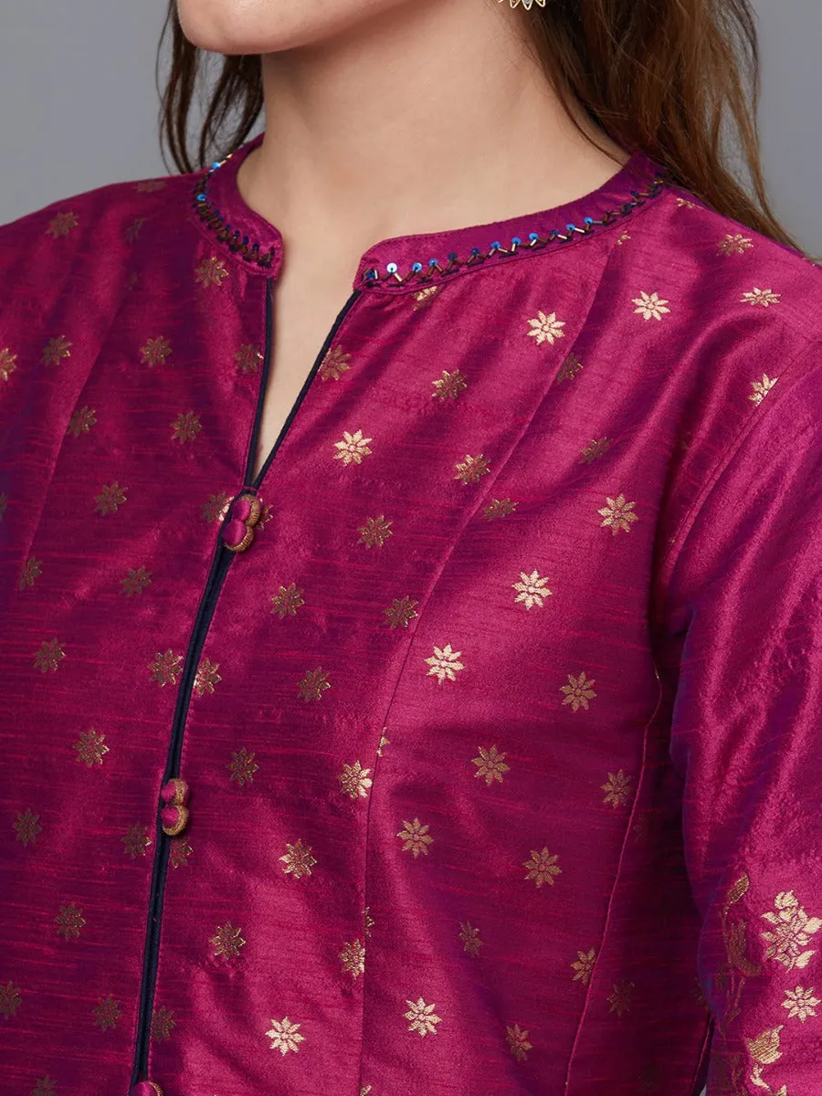 Women Fuchsia Ornamental Print Kurta