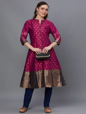 Women Fuchsia Ornamental Print Kurta