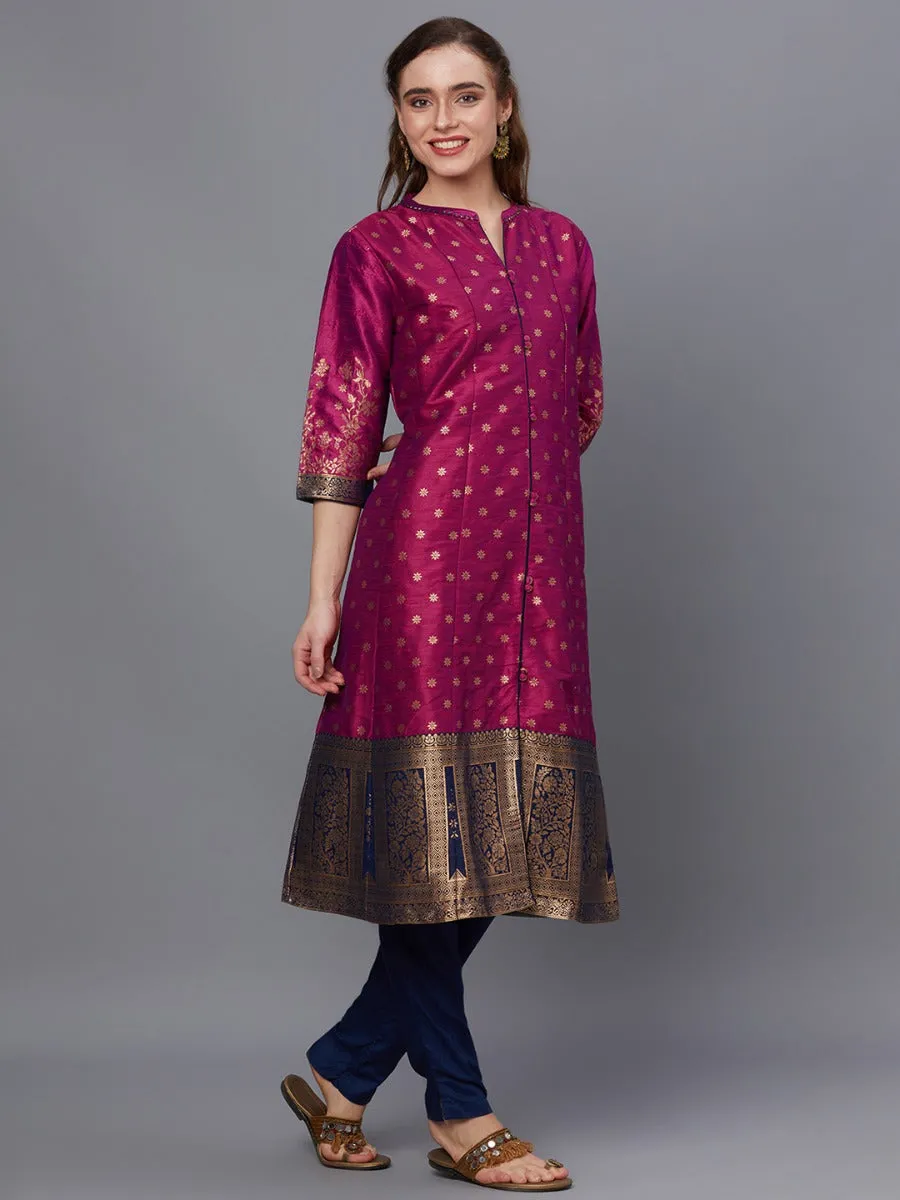 Women Fuchsia Ornamental Print Kurta