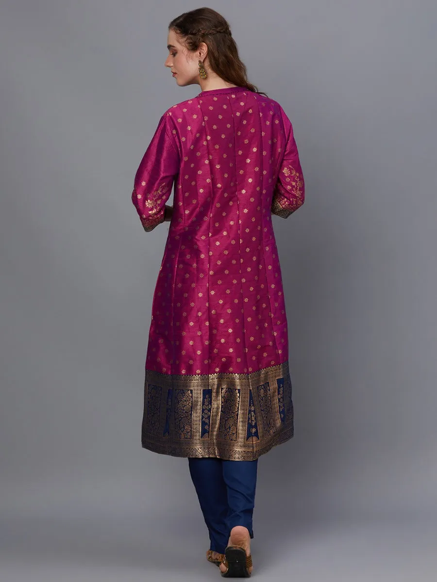 Women Fuchsia Ornamental Print Kurta