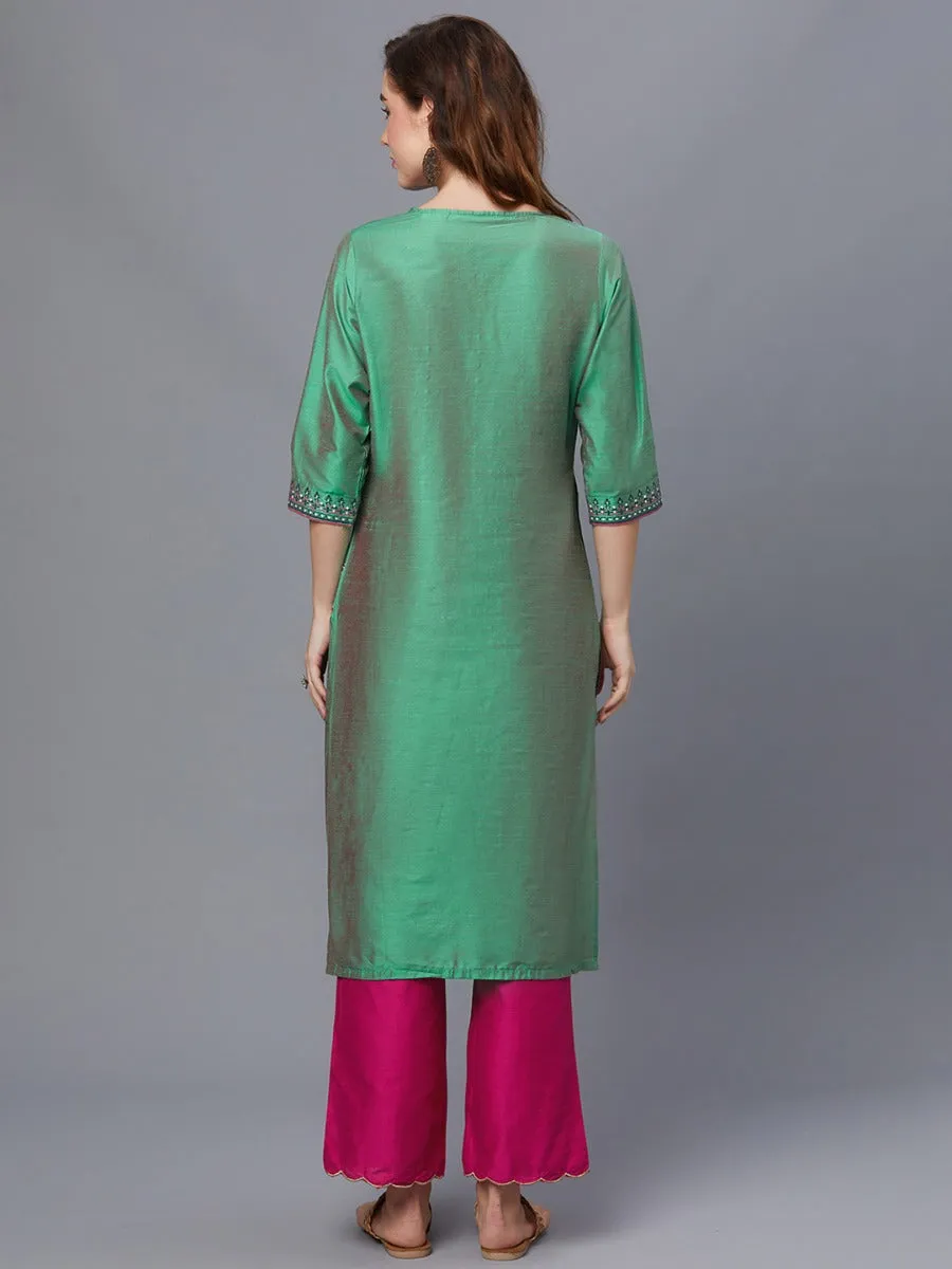 Women Green Printed Kurta With Trouser