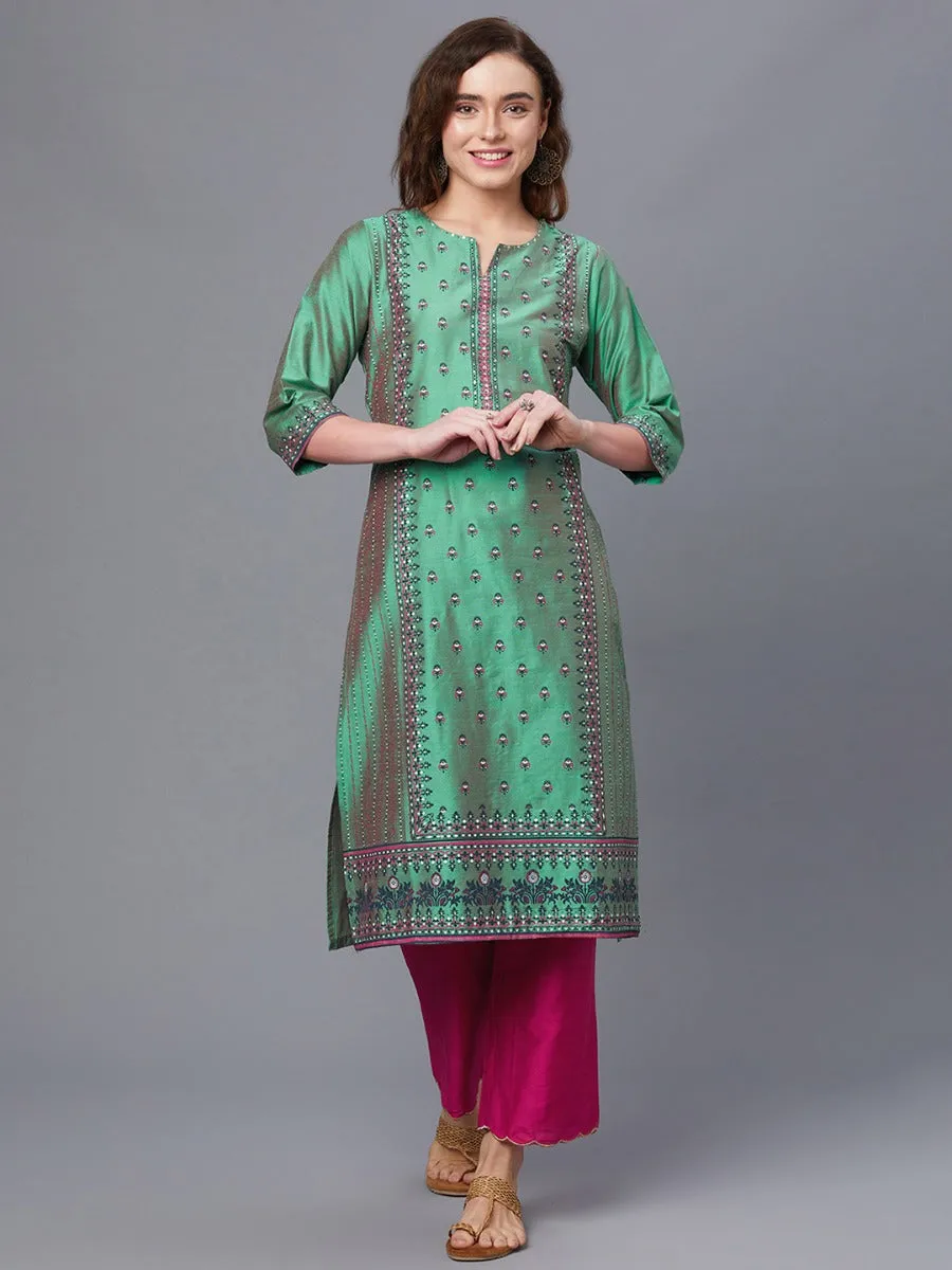 Women Green Printed Kurta With Trouser