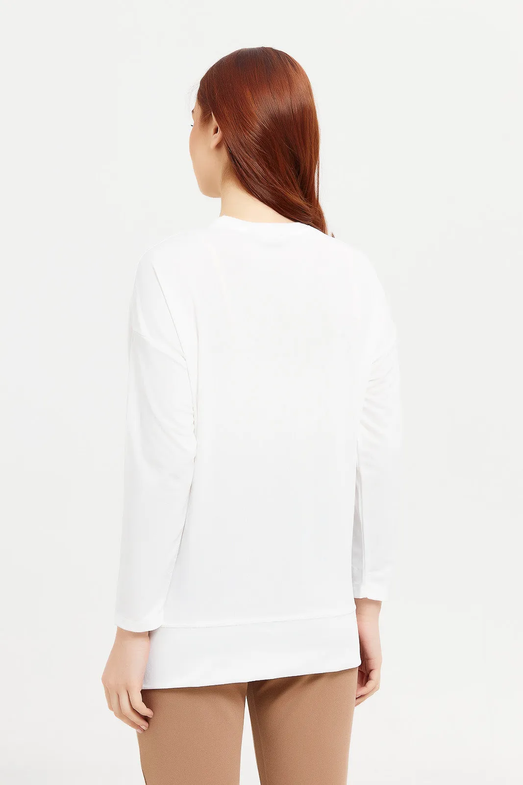 Women Ivory Long Sleeve T-Shirt