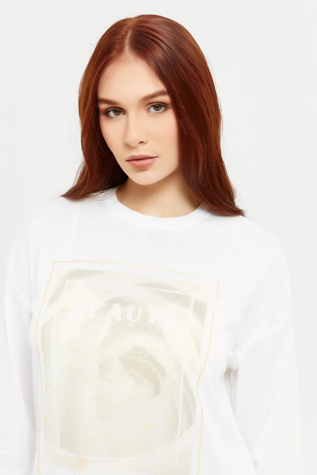 Women Ivory Long Sleeve T-Shirt