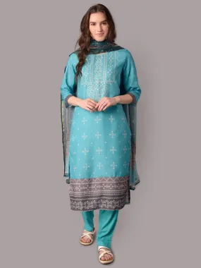 Women Ornamental Print Kurta Trouser Dupatta