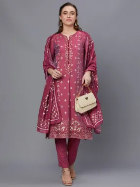 Women Pink Kurta Trouser Dupatta