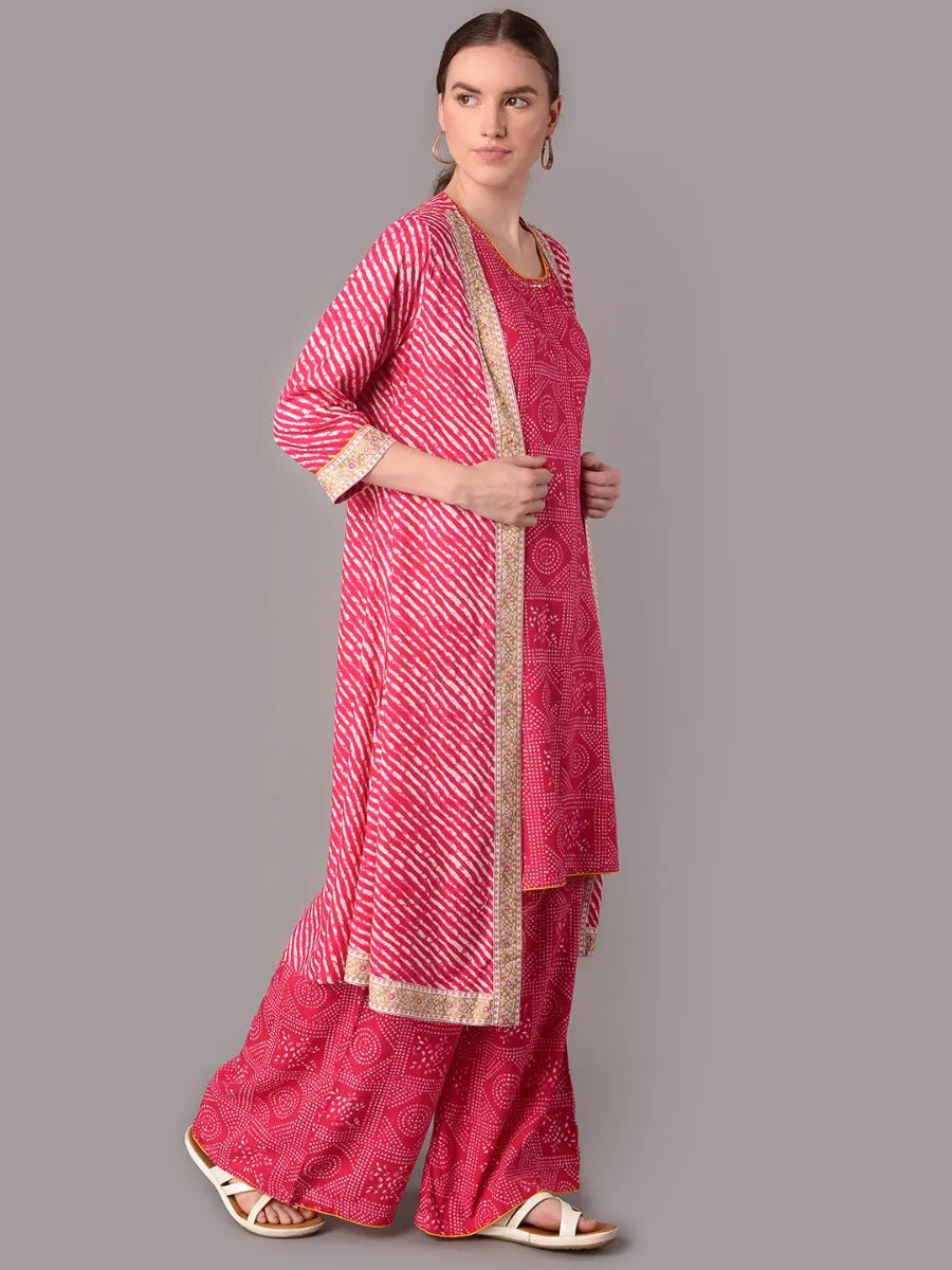 Women Pink Kurta Trouser With Jacket