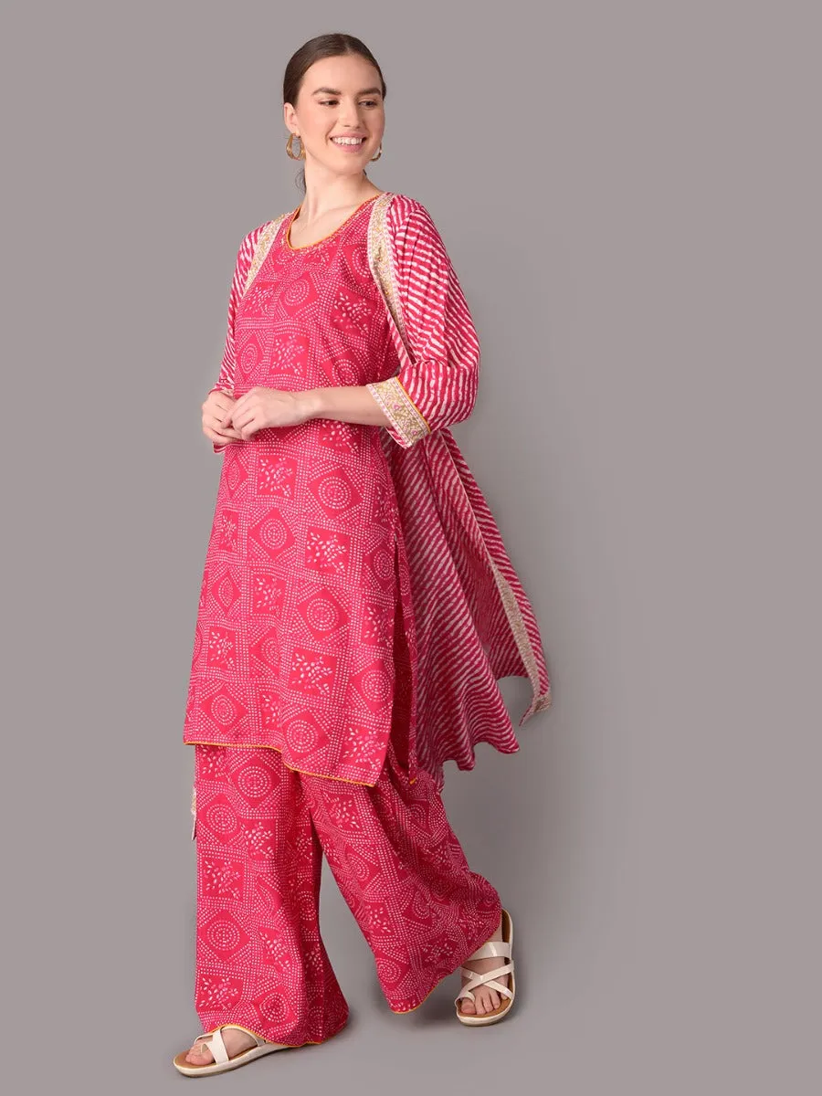 Women Pink Kurta Trouser With Jacket