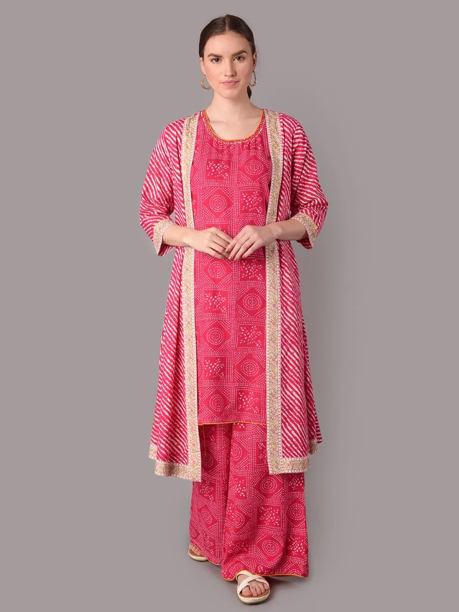 Women Pink Kurta Trouser With Jacket