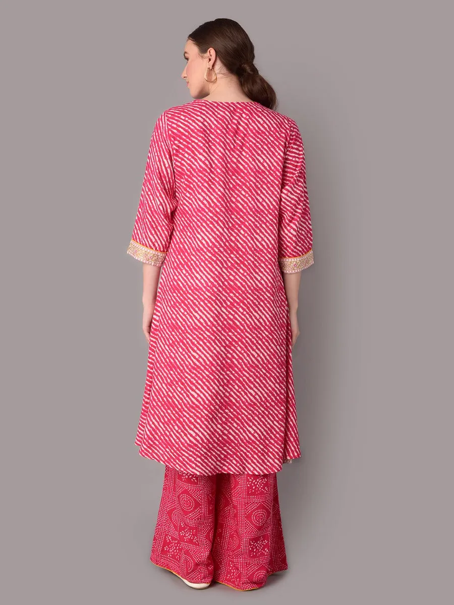 Women Pink Kurta Trouser With Jacket