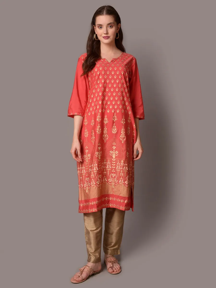 Women Red Ornamental Print Kurta