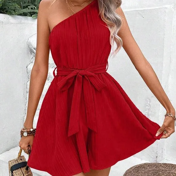 Women's Shoulder Lace-up Sleeveless Jumpsuit Fashion