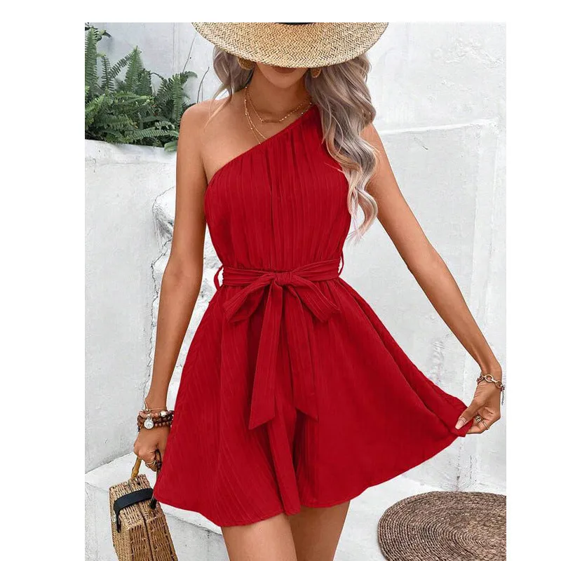 Women's Shoulder Lace-up Sleeveless Jumpsuit Fashion